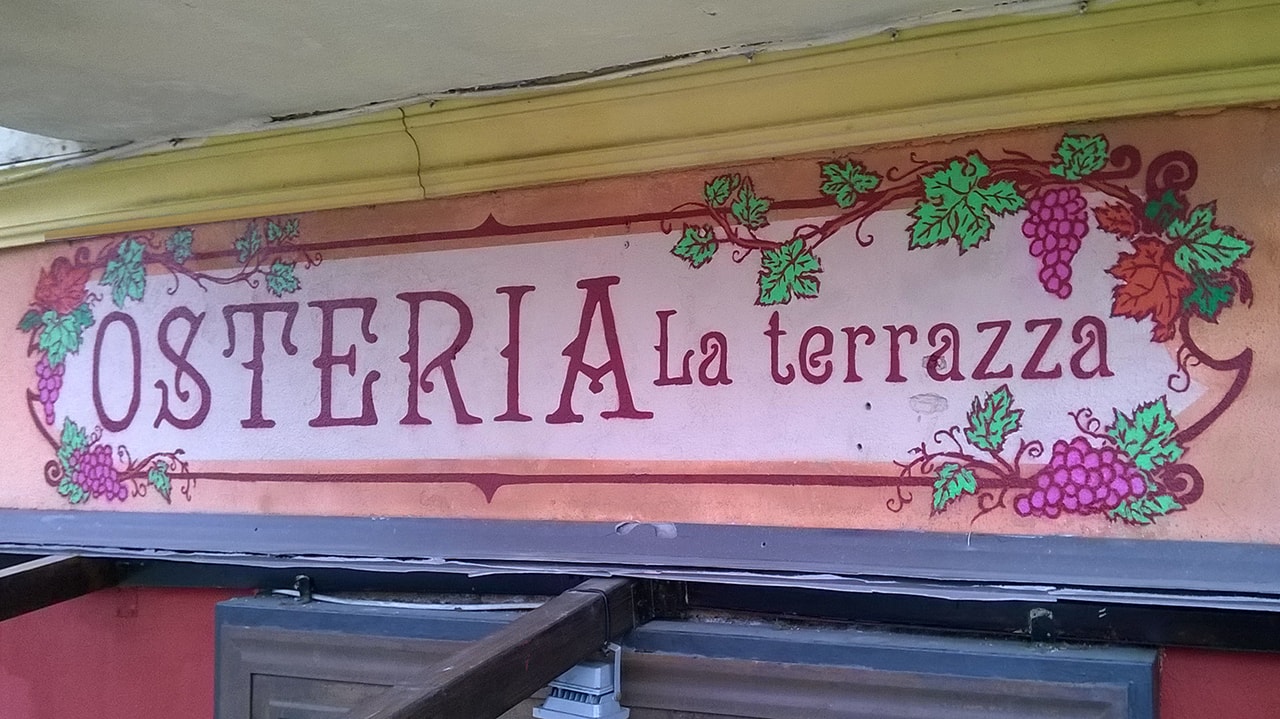 Osteria 'La Terrazza', spray acrilico su parete, Roma